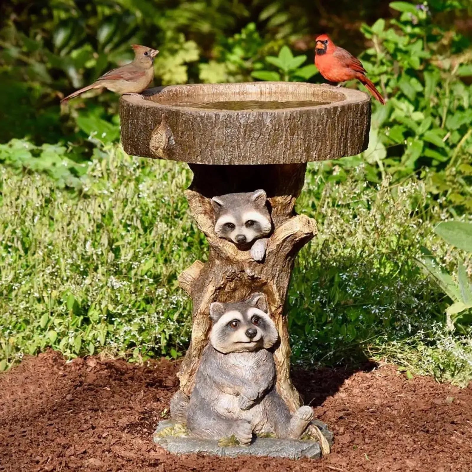 Garden Decoration Raccoon Resin Ornaments Handicraft Gardening Bird Drinking Ornaments Modern Simple Animal Sculpture Synthetic Resin Handmade 10x9x21cm 22x13x13cm Puppy Raccoon