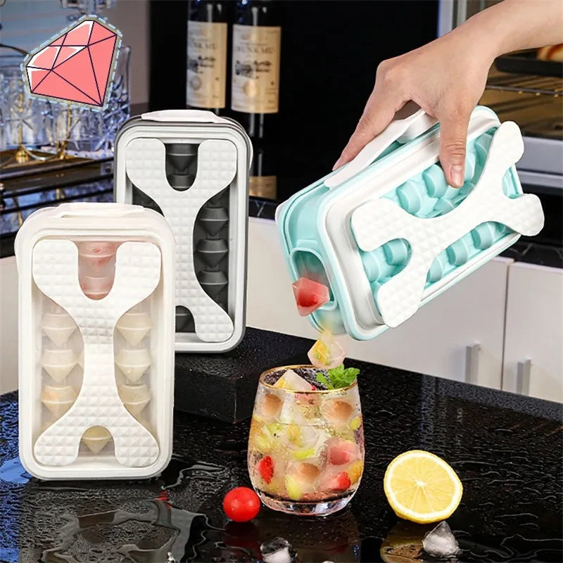 Silicone ice ball mould water bottle with diamond curling design in light grey, sky blue, or white colours