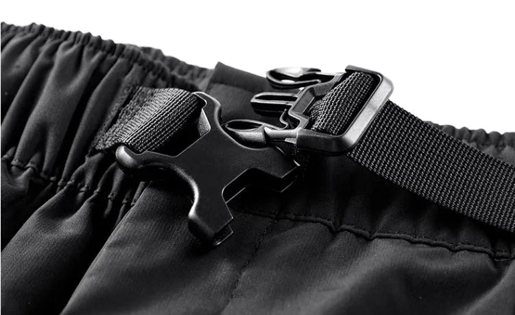 Men's multi pocket cargo pants black polyester loose fit mid waist casual trousers