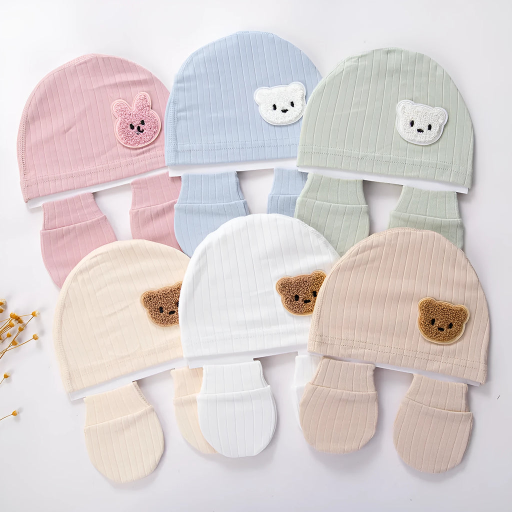 Baby bear printed cotton dome crown hat in colour DP227-16 for infants aged 0-12 months