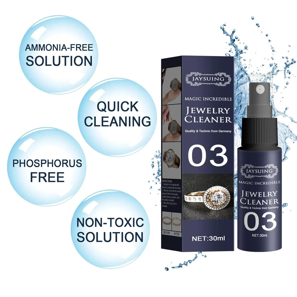 30ml jewellery cleaner in a plastic bottle measuring 13.8cm by 2.9cm for watch straps and jewellery