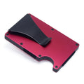 Carbon fibre aluminium wallet card holder with 8mm thickness showing geometry design and multiple colour options