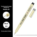 Waterproof needle pen with hand-drawn syringe cartoon design on plastic shell for sketching and writing