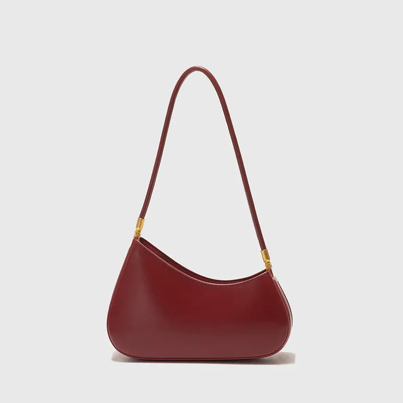 Women's oval PU leather underarm bag with shoulder strap in multiple colour options