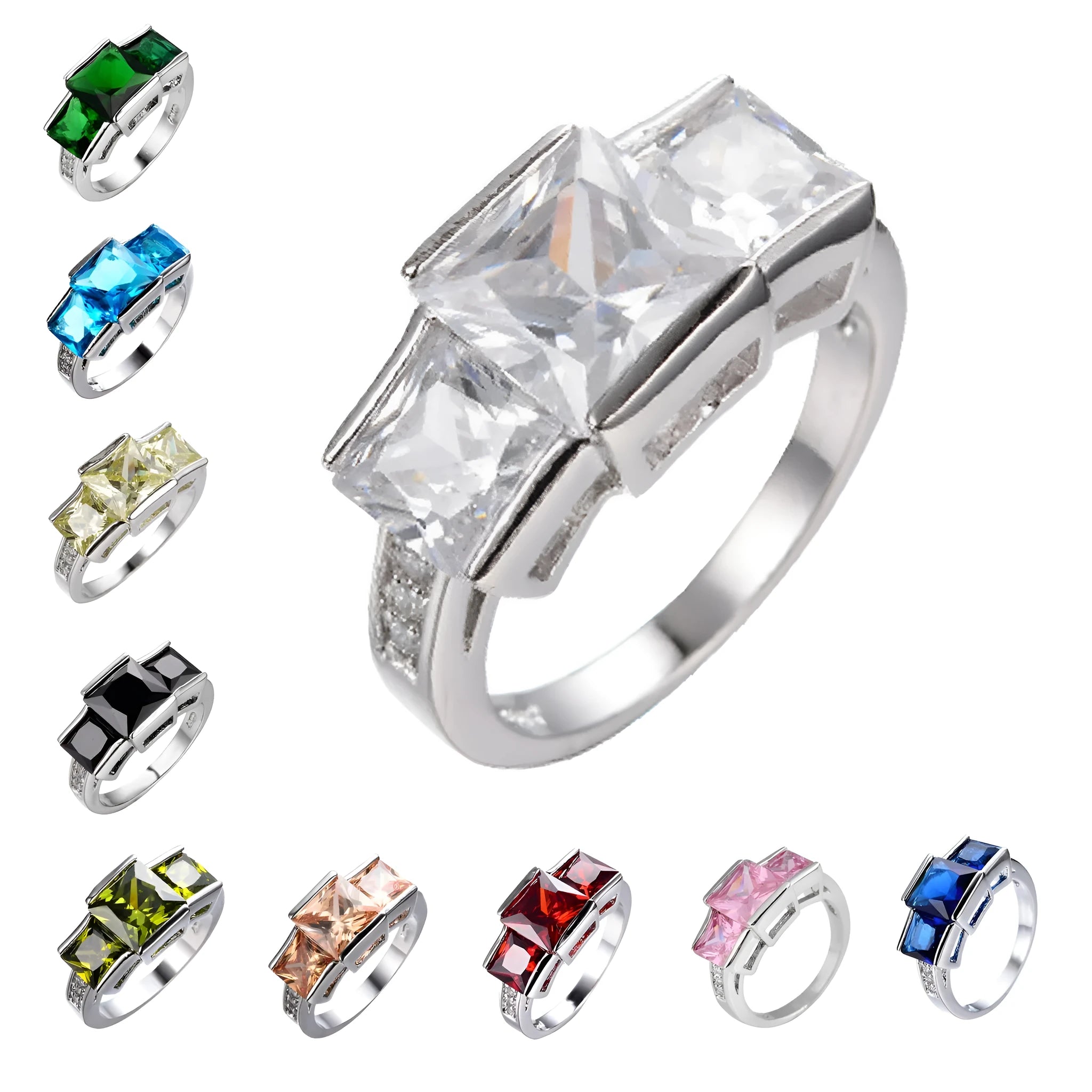 Geometric copper ring with electroplated colour finish in various colour options on size chart