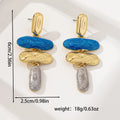 Geometric multicolour stud earrings made from zinc alloy with electroplated finish