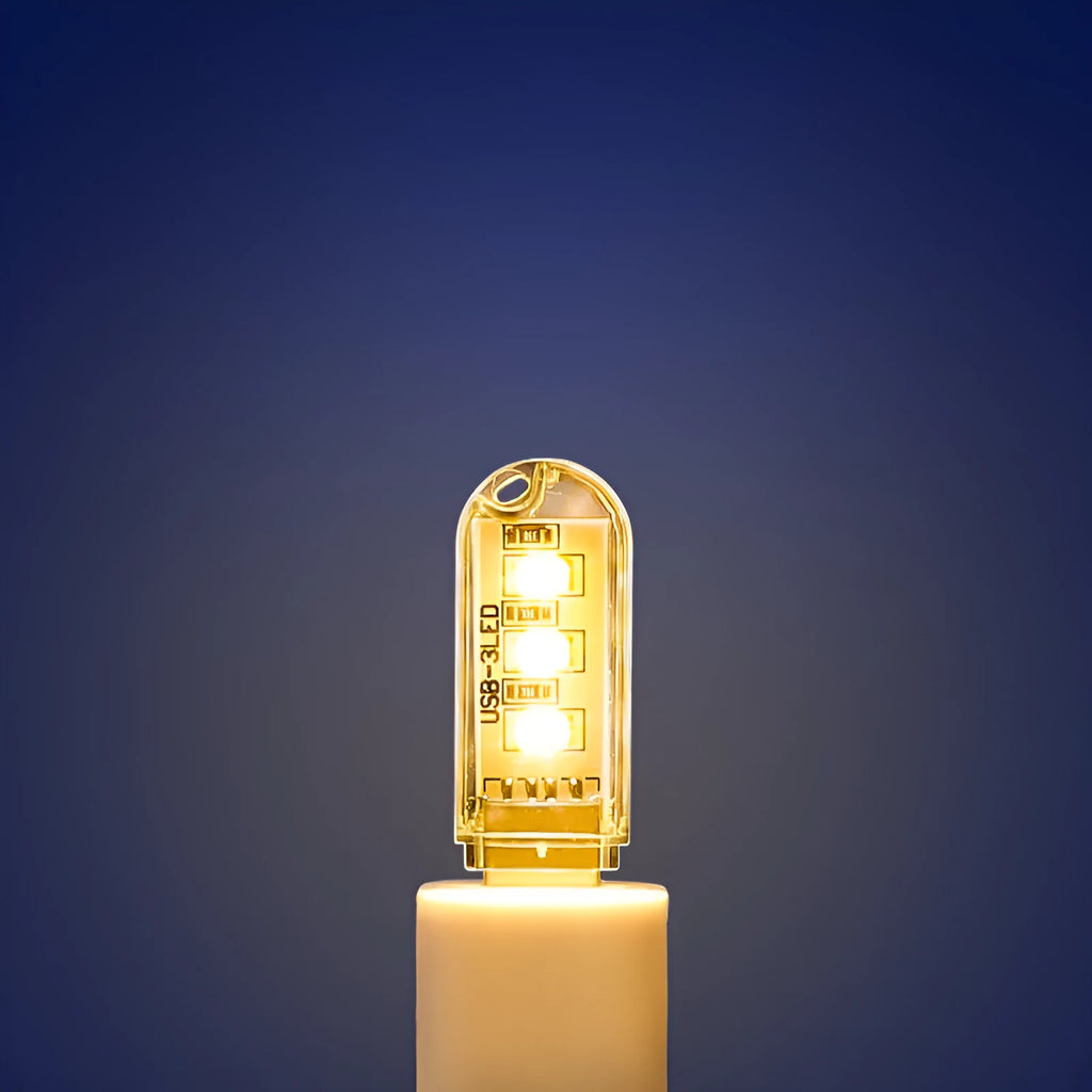 Small white USB-powered LED baby night light with two light colour modes