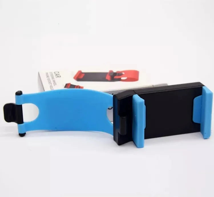 Black ABS plastic car steering wheel phone holder showing mounting position