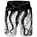 Men's beach shorts with octopus print, straight leg cut, available in plus sizes S to 4XL