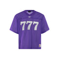 Men's loose fit retro street style T-shirt in polyester fabric showing crew neck and short sleeves