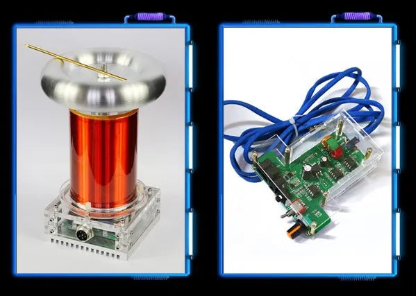 220V Tesla coil driver board unit with controller for generating music-synchronised high-voltage arc displays
