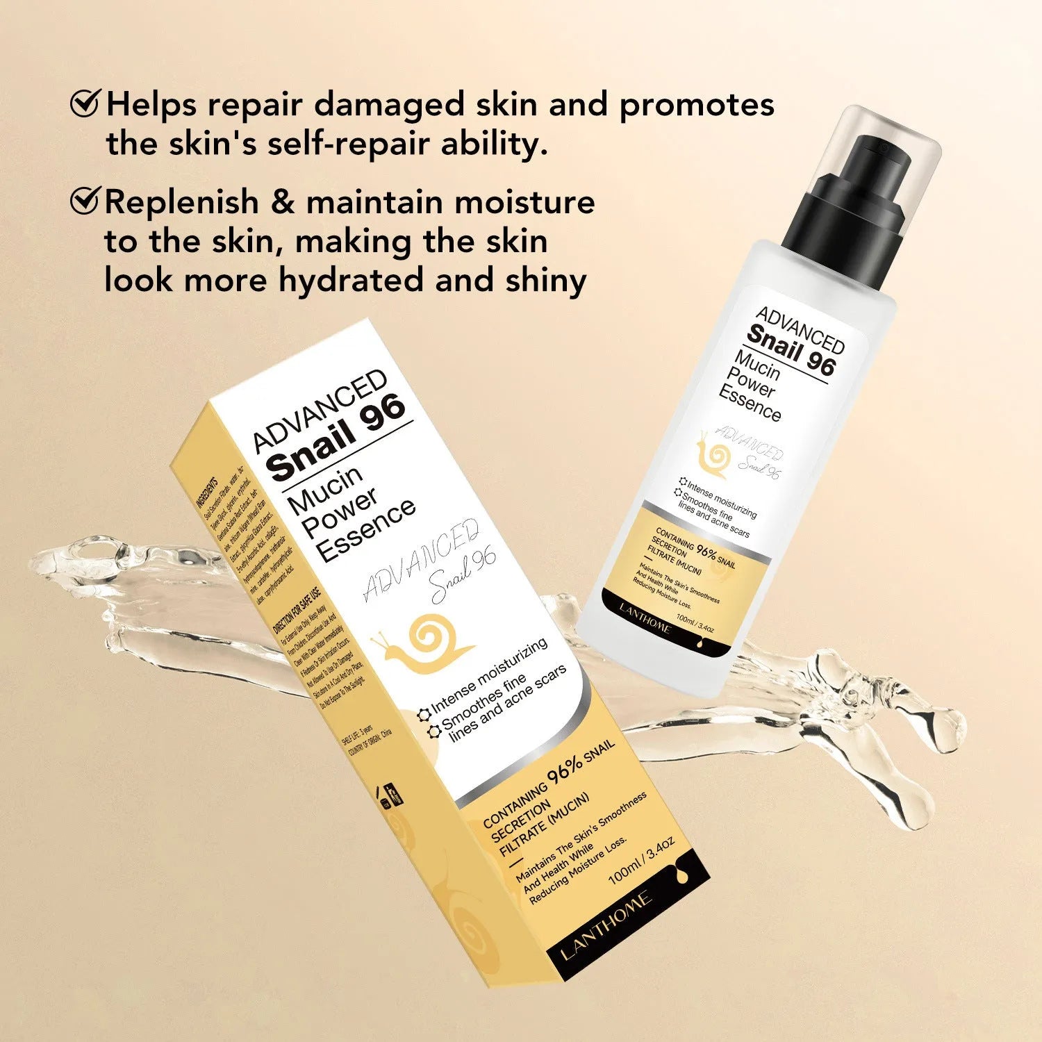 100ml snail serum moisturising facial essence bottle for universal skin types