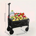 Collapsible metal garden wagon cart with foldable design and 220LBS capacity
