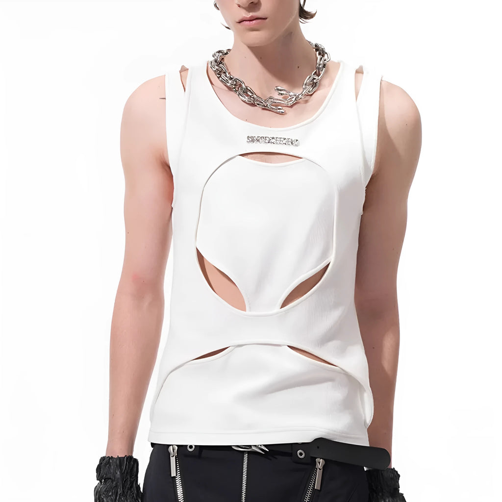Men's loose fit sleeveless waistcoat vest in black and white colour options