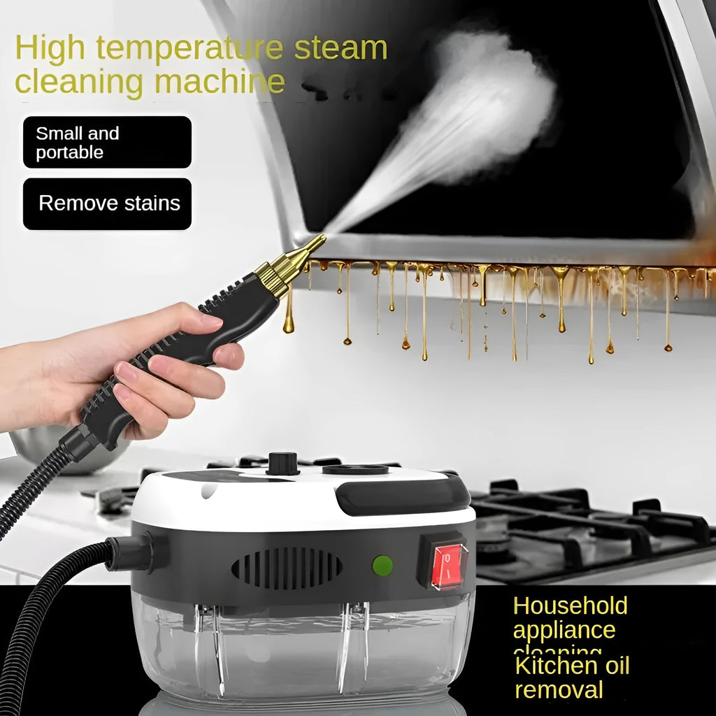 Yellow high-temperature high-pressure steam cleaner with nozzles for cleaning air conditioning and kitchen range hood grease