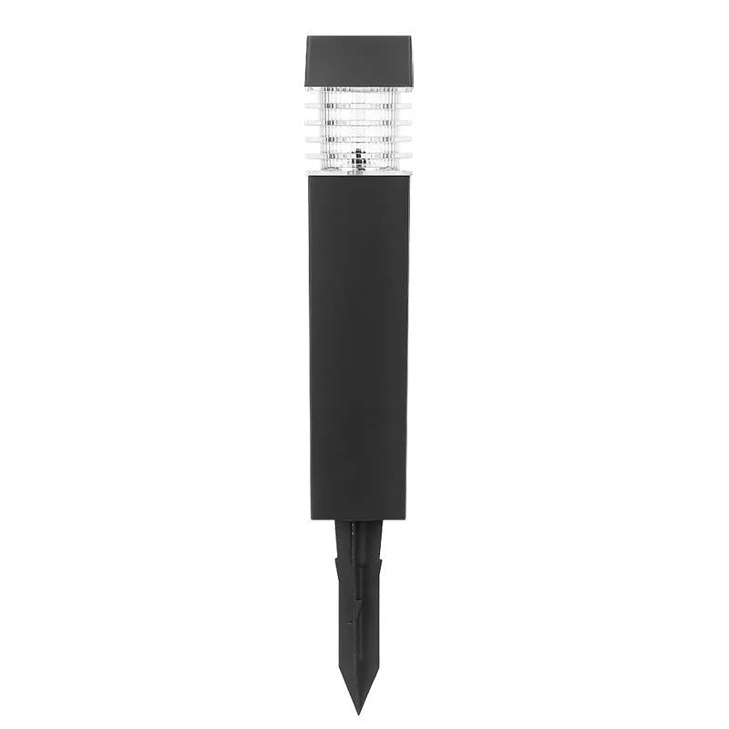 White cuboid solar-powered ground stake light for garden pathways