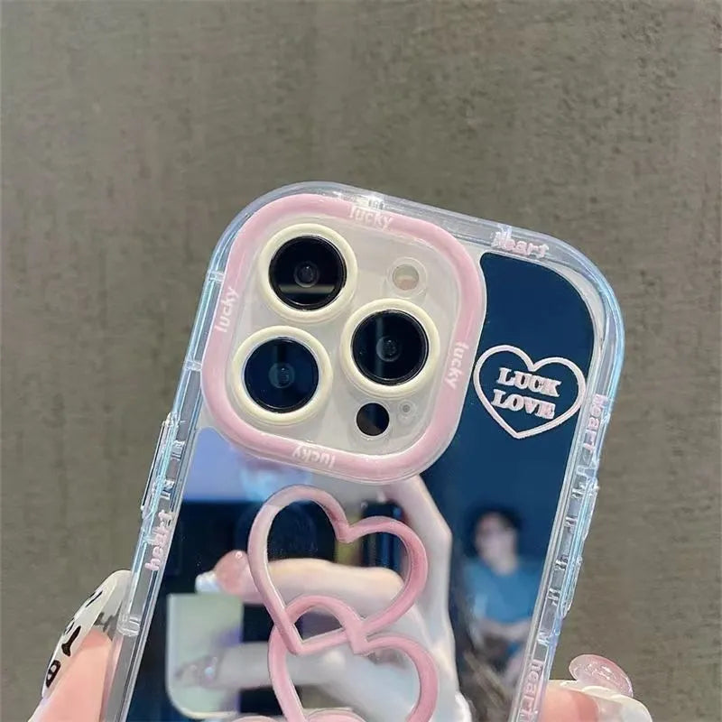 Cream shell transparent mirror phone case compatible with Apple iPhone models 11 to 15 Pro Max, drop-resistant TPU all-inclusive design