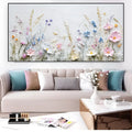 Handmade oil painting canvas wall art with 3D palette knife flowers, modern horizontal design, frameless and unstretched