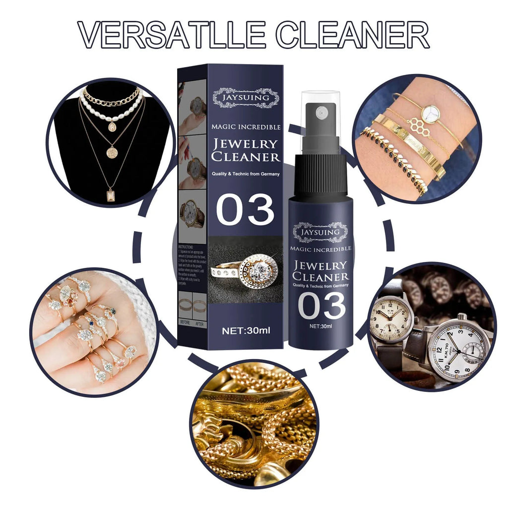 30ml jewellery cleaner in a plastic bottle measuring 13.8cm by 2.9cm for watch straps and jewellery
