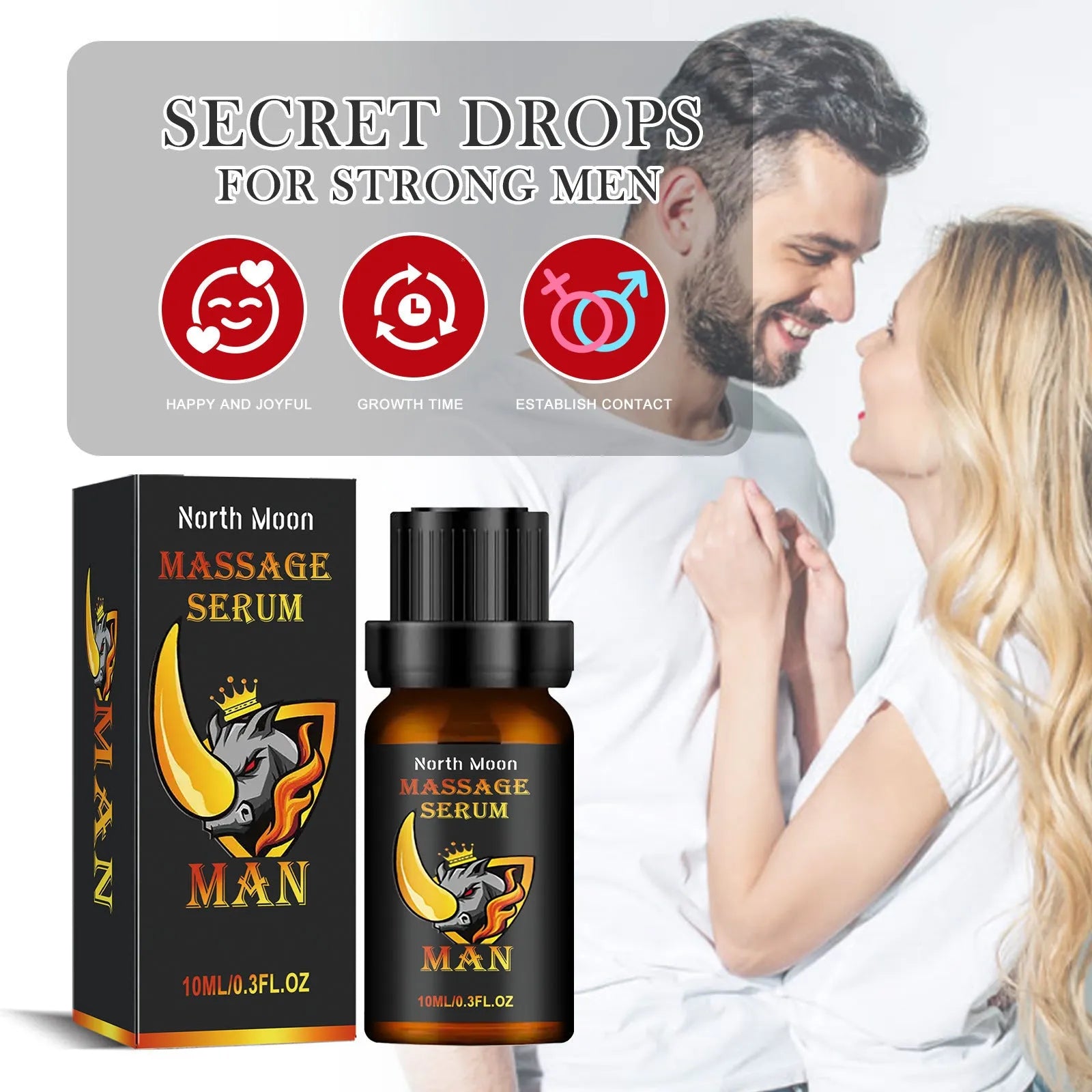 10ml bottle of men's endurance vitality massage essential oil with dropper.