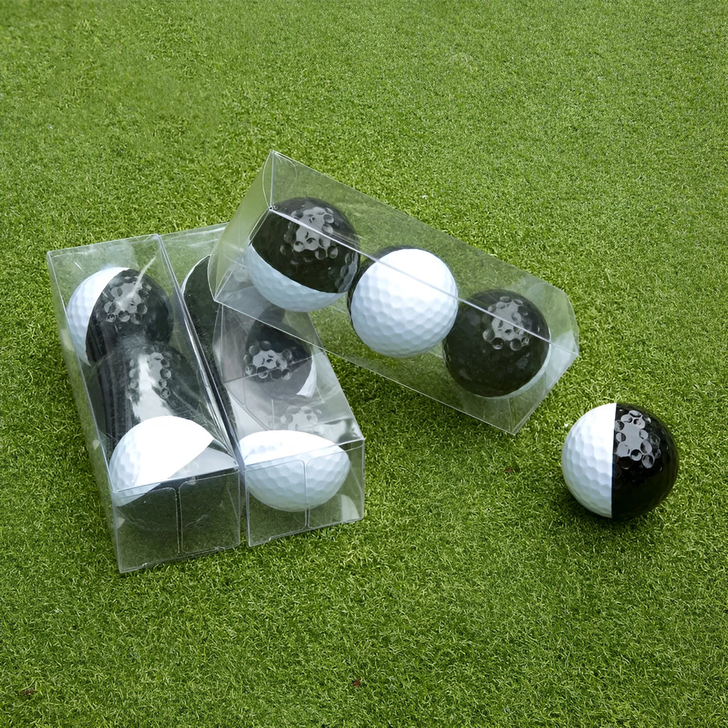Golf two-tone putter practice ball in black and white, 42mm diameter, synthetic rubber sarin, pack of three