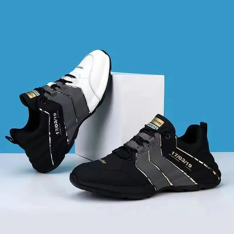 Casual low-top trainers for teenagers with thick plastic sole and mesh lining in grey and black colourway.