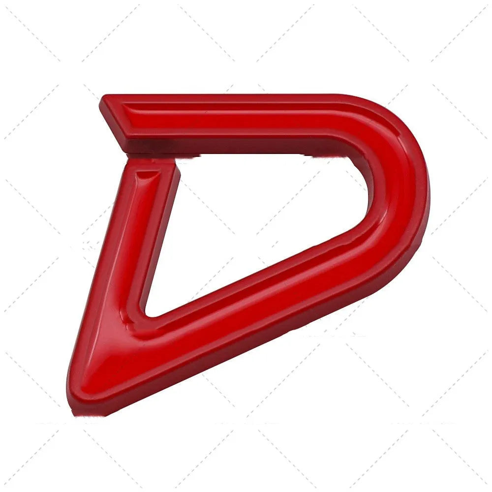 SD metal decorative car bumper sticker in red silver colour combination showing SD pattern design