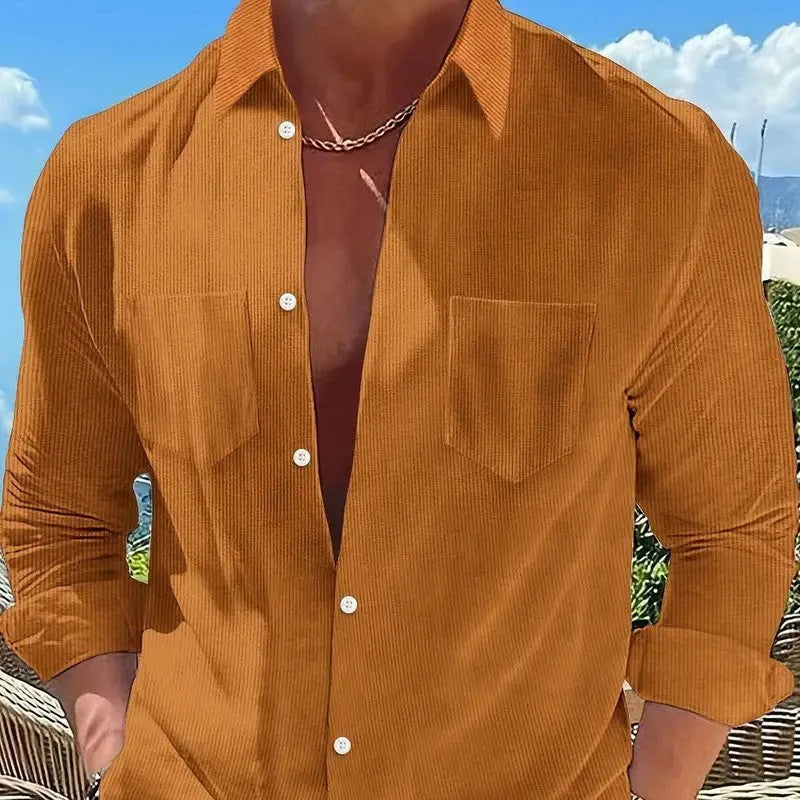 Casual Long-Sleeve Corduroy Shirt