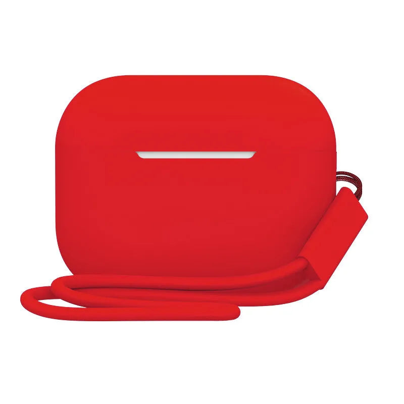 AirPods Pro 2 silicone protective case with lanyard in various solid colours showing precise fit and dimensions