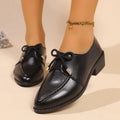 Women's British-style leather flats with bow decoration on pointed toe, showing three bow style options