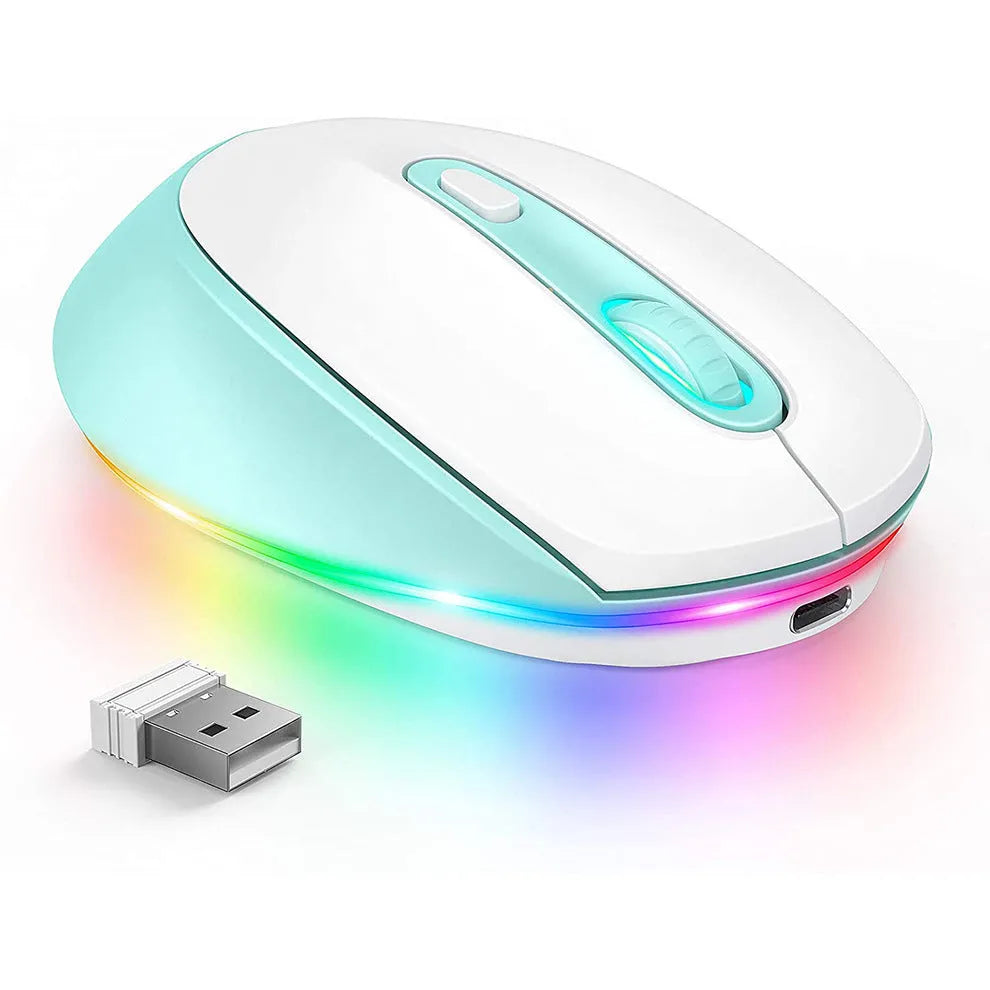 24g wireless rechargeable ergonomic mouse in colour CP008557 next to its USB charging cable