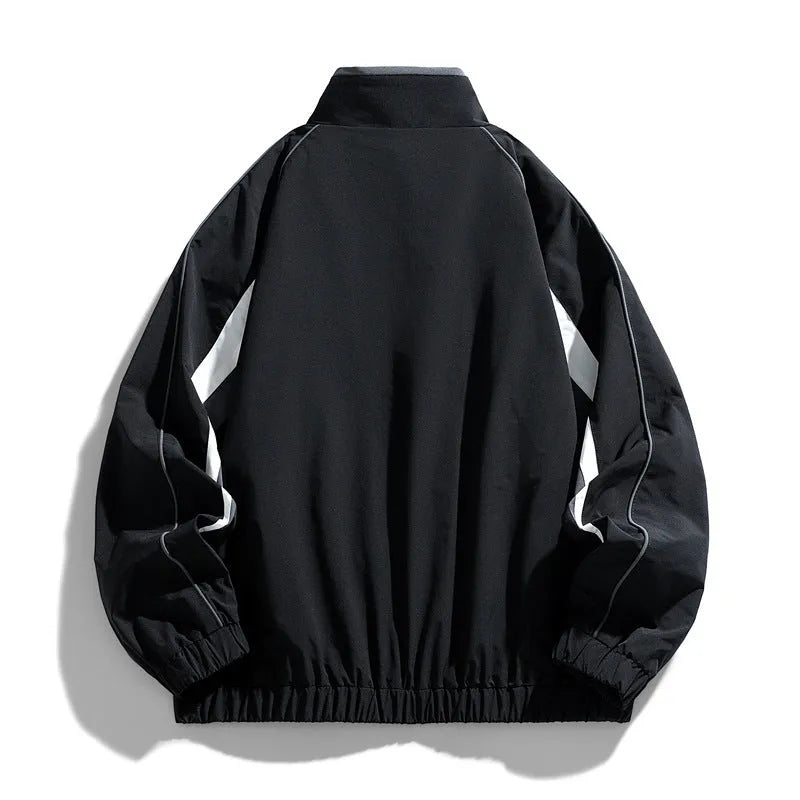 Men's loose fit polyester windproof coat in solid colour for spring autumn, shown in 1572 Amber Black