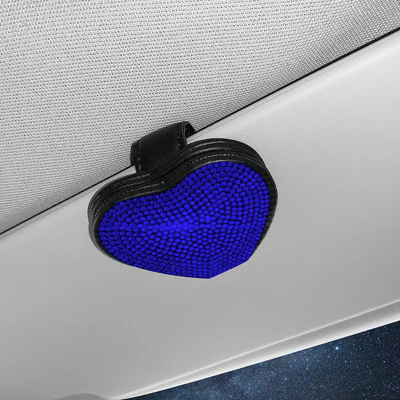 PU leather magnetic car sun visor clip for glasses and ticket storage in multiple colours