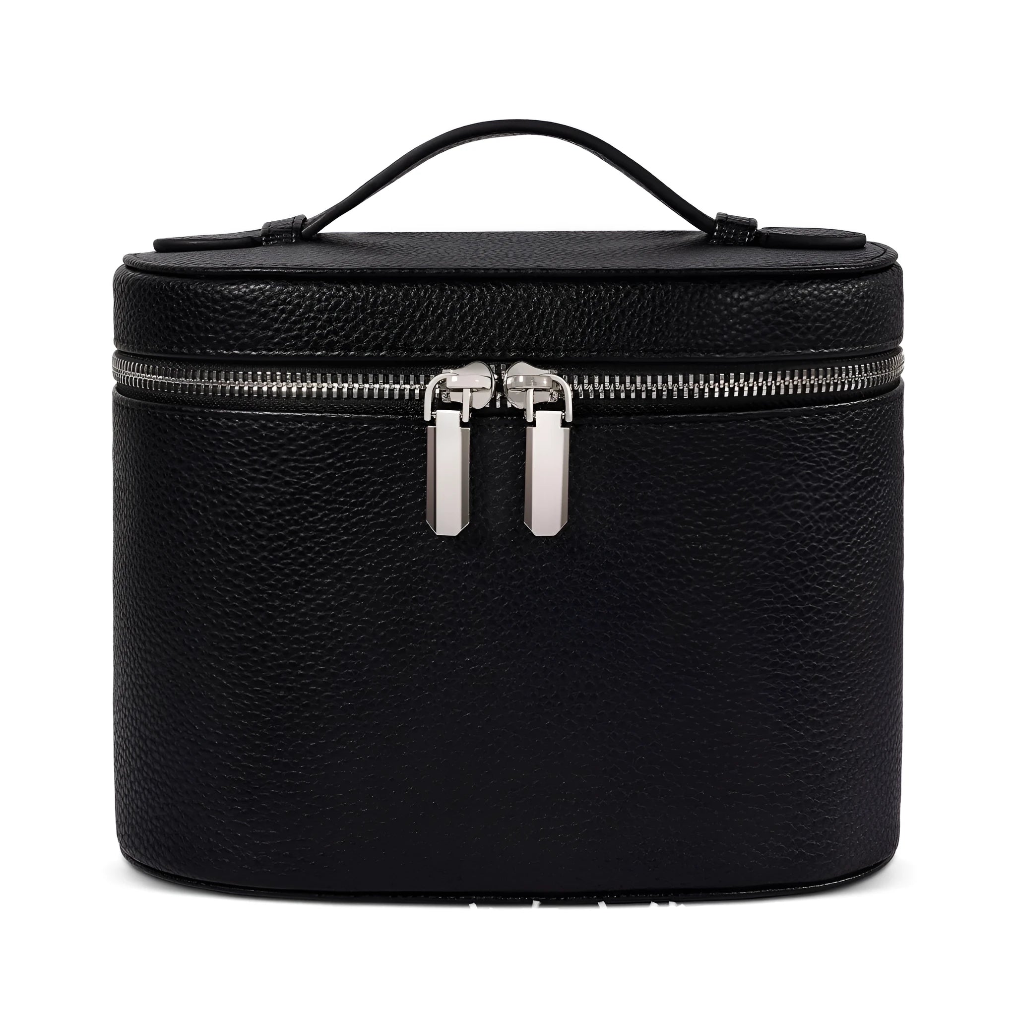 Removable elastic band cosmetic bag in black, portable travel stereo design with PU material