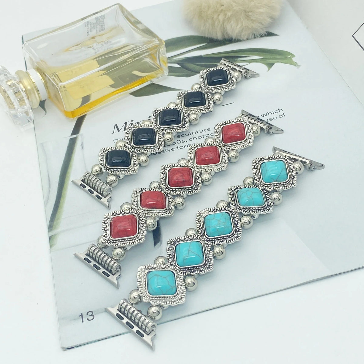 Bohemian turquoise smart watch strap for 38mm to 49mm watches, 15cm length, fashion style