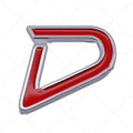 SD metal decorative car bumper sticker in red silver colour combination showing SD pattern design