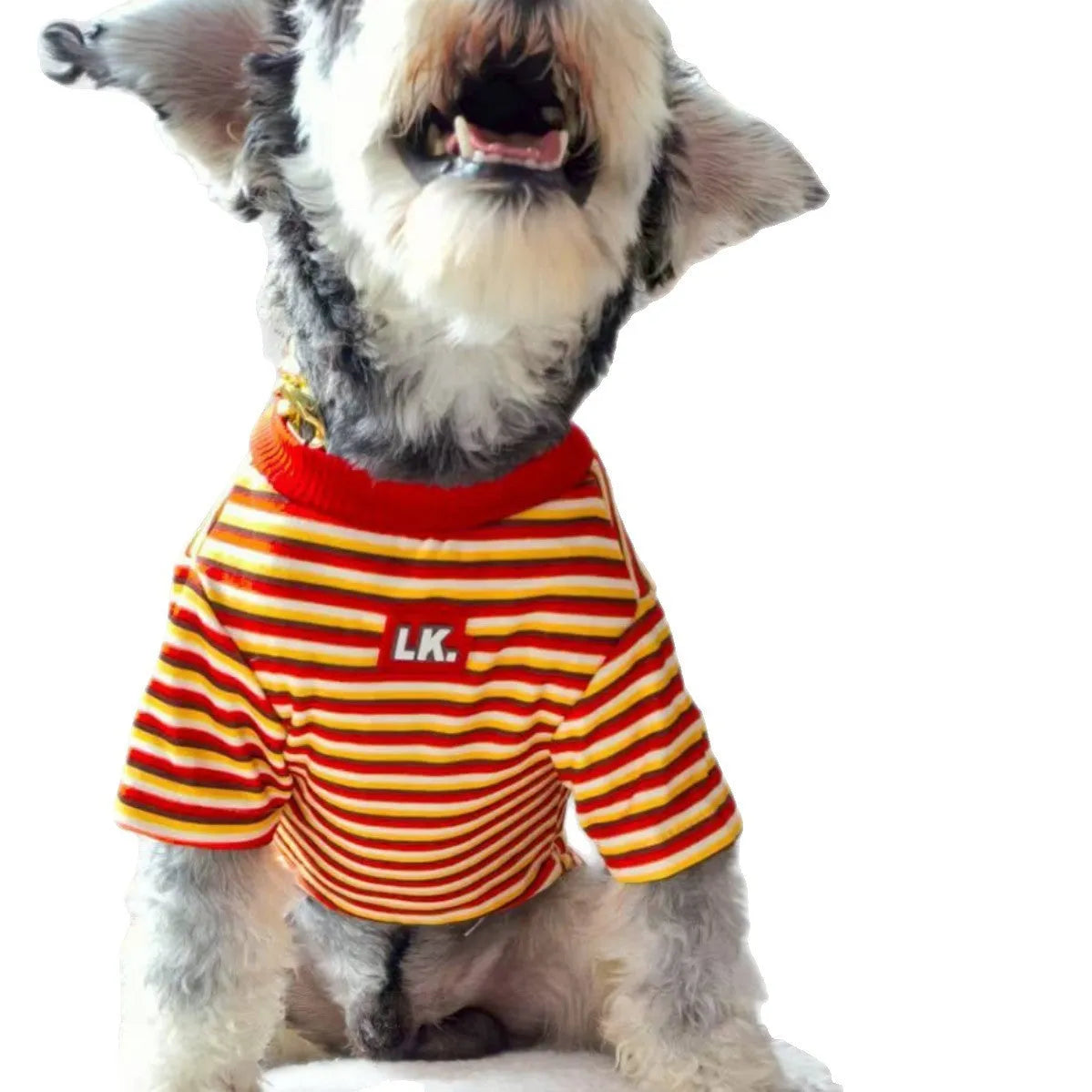 Warm cute striped polyester pet coat for dogs in red, size S to XL