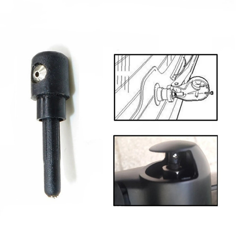 Black plastic rear wiper cover nozzle set for Volkswagen Golf and Tiguan cars.