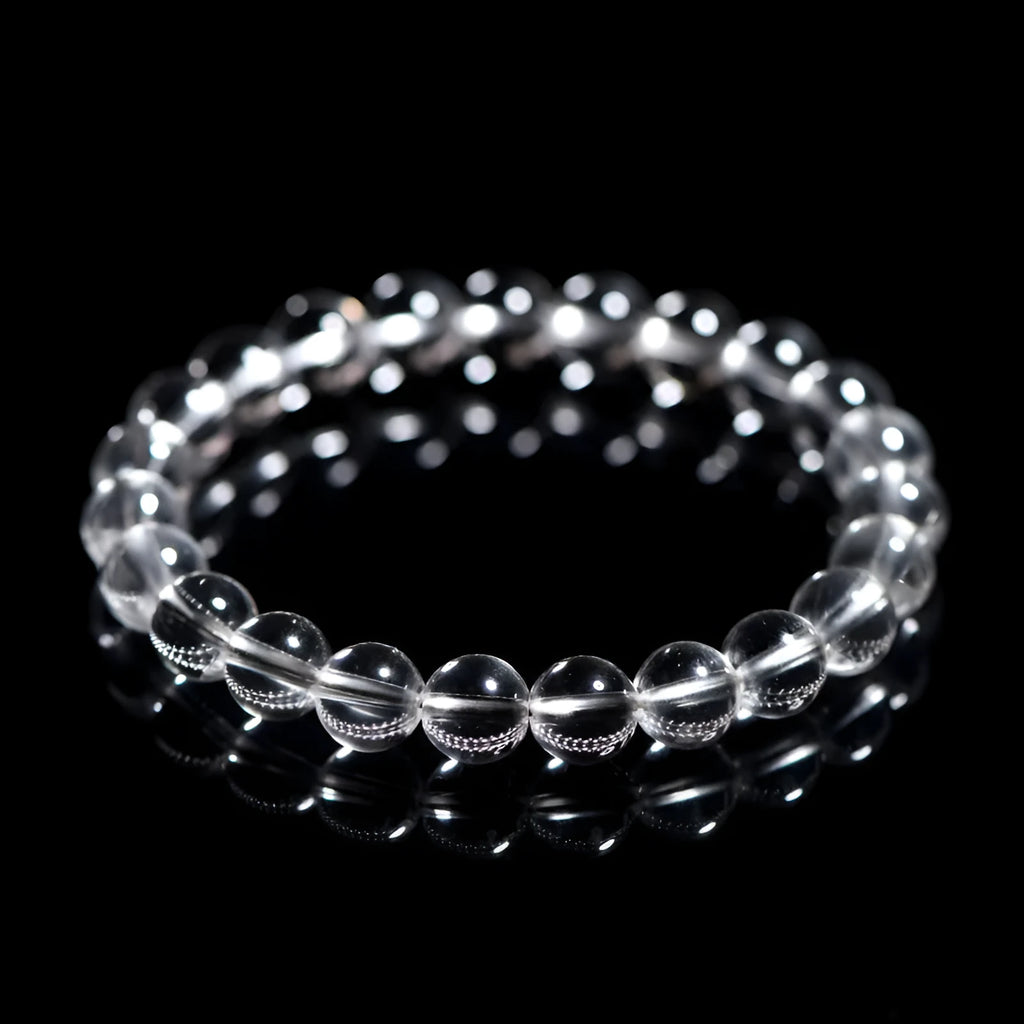 White round crystal bead bracelet from old Donghai materials in a geometric unisex design.