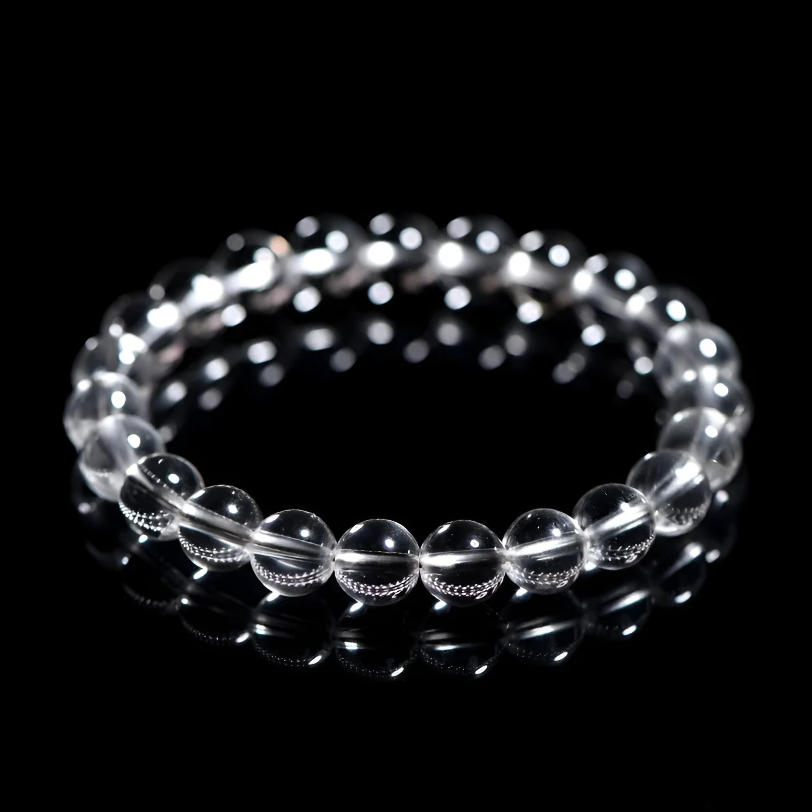 White round crystal bead bracelet from old Donghai materials in a geometric unisex design.