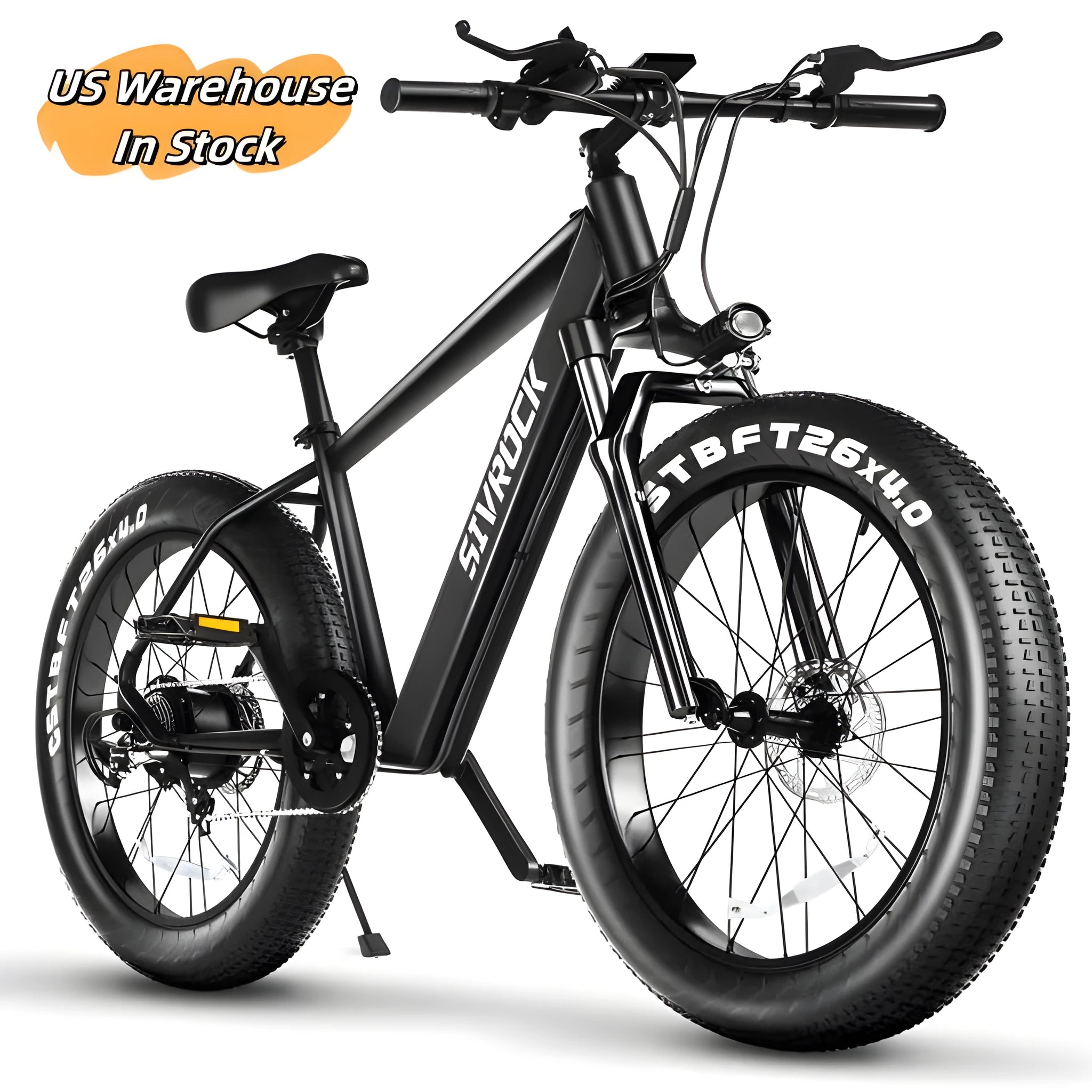 SIVROCK V1 electric mountain bike black 26x4.0 fat tyres 1000W motor aluminium frame LCD display