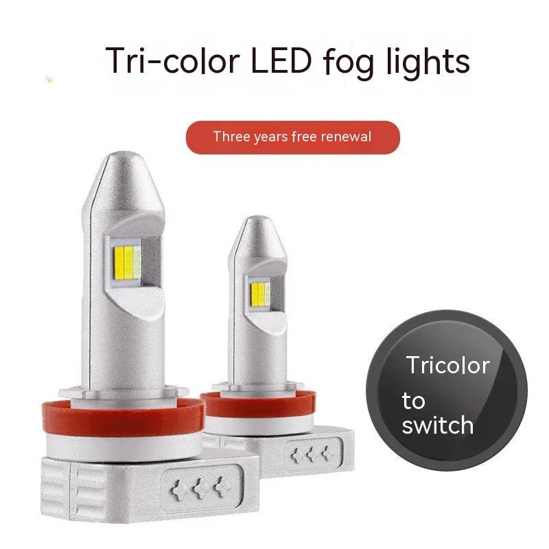 Super stable LED fog lamp bulb retrofit kit with aluminium housing and universal fit for multiple vehicle types.