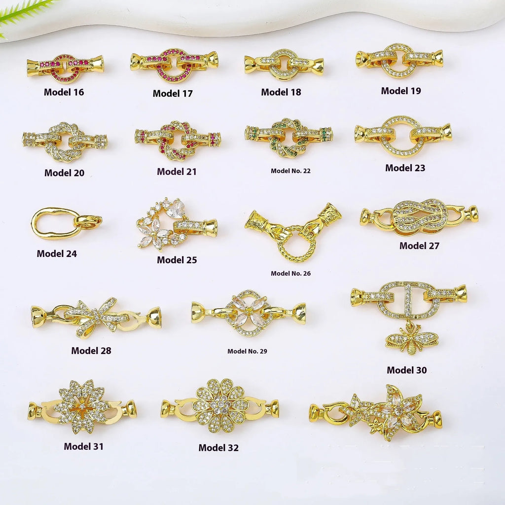 Small gold-plated jewellery buckle for DIY necklace making with three colour options
