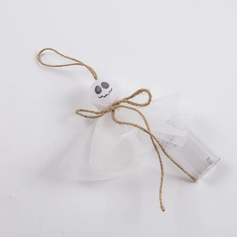 Halloween battery-powered LED light chain with ghost-shaped multicolour lights on flexible PVC cable
