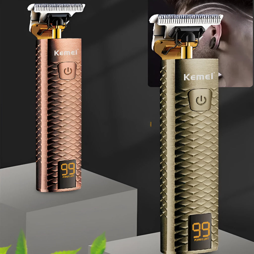 Diamond mesh engraving body LC digital display high power oil head trim hair clipper in bronze with limit combs