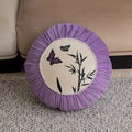 Square beige, black, and purple cushion with Chinese-style butterfly embroidery