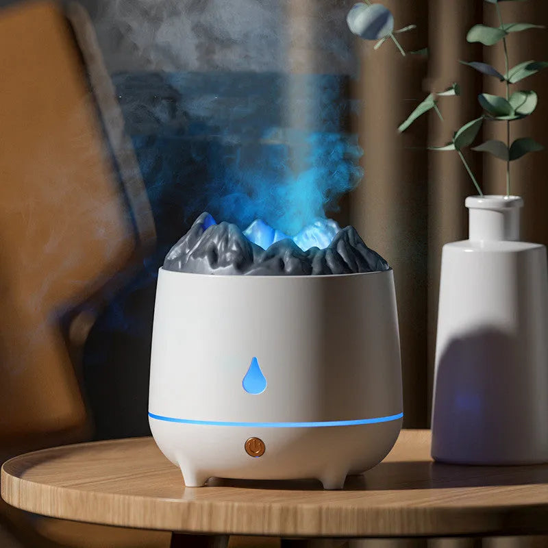 Black or white round Volcano humidifier with USB cable for rooms up to 20m2.