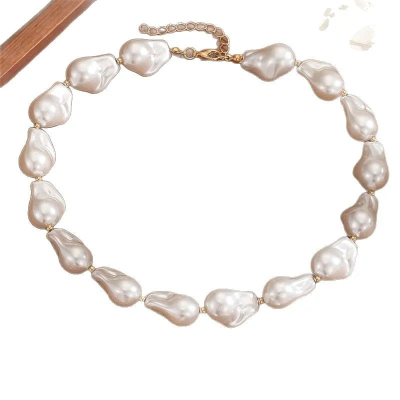 Baroque fashion irregular imitation pearl collarbone chain set with teardrop shapes