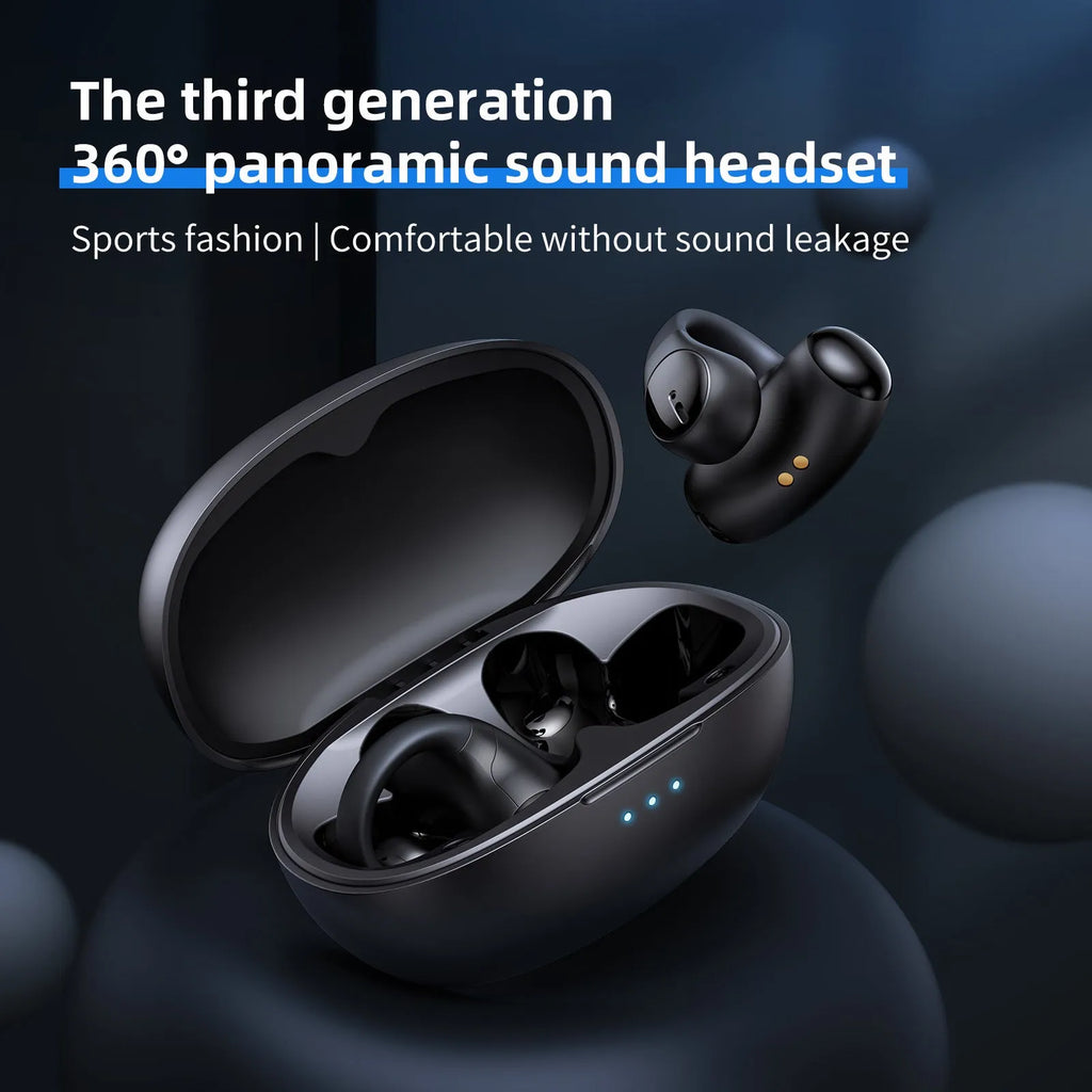 T306 black and white Bluetooth wireless clip-on sports gaming headset with ear hook design