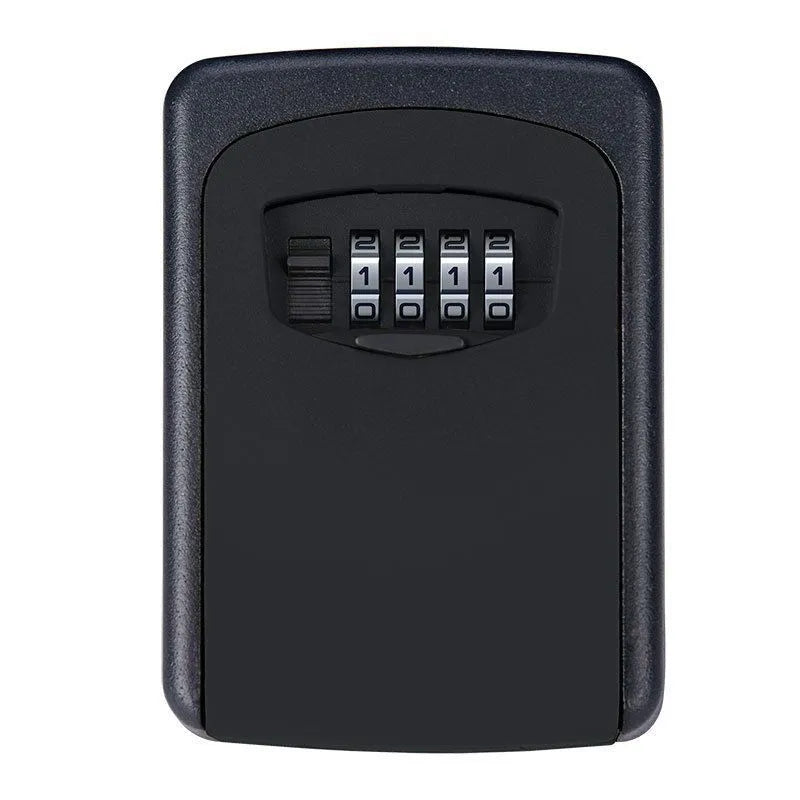 Metal die-cast anti-theft code storage box in grey, small size 117x82x37mm, for garage key storage.